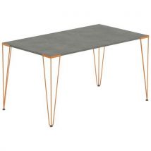 Table Réunion Lori 140 X 80 Cm Plateau Béton Pied Terracotta