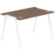 Bureau Gary 120 X 70 Cm Pied Blanc Plateau Noyer