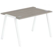 Bureau Gary 140 X 70 Cm Pied Blanc Plateau Chêne Gris