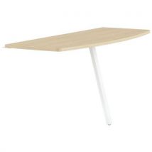 Extension Galbée Gary Pour 2 Bureaux 160 Cm Pied Blanc Plt.chêne Clair