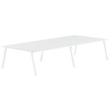 Table Réunion Gary 300 X 160 Cm Pied Blanc Plateau Blanc