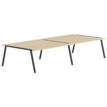 Table Réunion Gary 300 X 160 Cm Pied Anthracite Plateau Chêne Clair