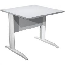 Bureau Droit Pieds L En Métal Fast - 80 Cm - Gris - Blanc