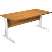 Bureau Droit Pieds L En Métal Fast 160 Cm - Aulne - Blanc