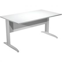 Bureau Droit Pieds L En Métal Fast 140 Cm - Blanc Chrome