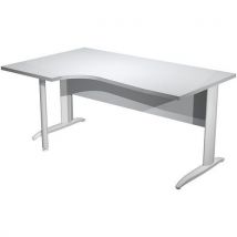 Bureau 90° Gauche Pieds L Métal Fast 160cm Gris Blanc
