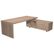 Bureau Console Et Pied Panneau Royal - 225 Cm - Noyer