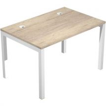 Bureau Pied Métal Trendy 25mm - 120cm Chêne Canadien Blanc