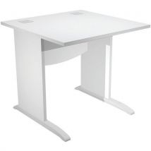 Bureau Droit Avec Pieds L En Bois Visual - 80 Cm - Blanc