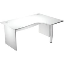 Bureau 90° Droit À Pieds Panneaux Métal Visual 180cm - Blanc