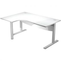 Bureau 90° Gauche Avec Voile De Fond Visual - 180 Cm - Blanc