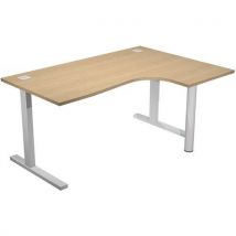 Bureau Compact 90° Droit Avec Pied L Métal - 180 Cm - Chêne