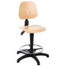 Bimos - Siège d'atelier Unitec Haut - Bois Hêtre - Réglable 58-85 cm - Ergonomique - Patins