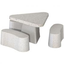 Table-bancs Triangle Blanc Sablé