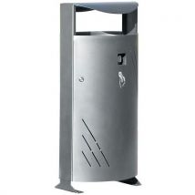 Poubelle Titan 95 L Acier Noir Martelé Av Cendrier Et Porte.