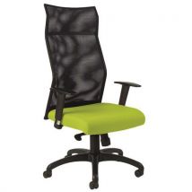 GGI - Fauteuil HODE HD Vert Assise Tissu Dossier Résille Noir Accoudoirs Réglables Synchrone Roulettes Noir