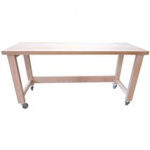 Table De Travail Mobile Hêtre Massif Étuvé Verni Long 1500mm