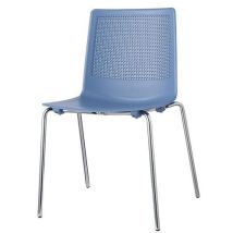 GGI - Lot de 2 Chaises PERFY - Polypropylène Bleu - 4 Pieds Chromés - Empilables et Lavables - 3 Ans Garantie