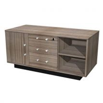 Artarredi - Console Guido Noyer - 120x55x56.6 cm - 3 Tiroirs et 2 Tablettes - Mélaminé - Rangement Bureau