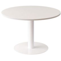 Meet By Paperflow - Table de réunion ronde Easydesk Ø 115cm - 6 personnes - Plateau et piétement blancs - Éco-responsable
