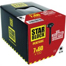 Vis Penture Noir Tête Large Bombée Torx - 7x60-boîte De 100