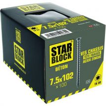 Vis Béton Tête Fraisée Crantée Torx - 7.5x102 - Boîte De 100