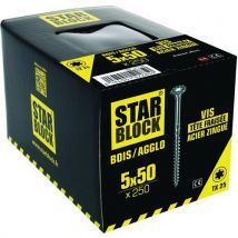Vis Bois/agglo À Tête Fraisée Torx - 5x50mm - Boîte De 250