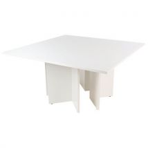 Table Carrée Pieds Croix 140 X 140 Cm Plateau Blanc