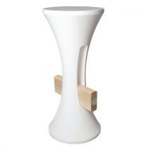 Tabouret Tambar Polyéthylène Blanc Et Repose Pied Bois