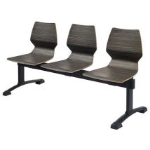 GGI - Banquette FUSIO 3 places - Pied Noir - Assise Noir/Marron - Bois Multiplis - 150cm Largeur - Design et Confort