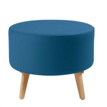 Pouf Bulle Pied Bois Enduit Pvc Pétrole