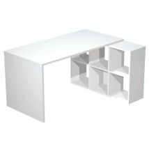 Bureau 140x69 Cm Pied Maxicube 6 Cases Blanc