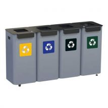 Ensemble De 4 Bacs De Recyclage (70 L) En Métal Et Modulable