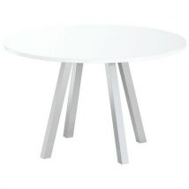 Table Réunion Evan Ø 120 Cm Pied Alu Plateau Blanc