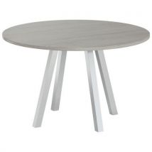 Table Réunion Evan Ø 120 Cm Pied Alu Plateau Chêne Gris