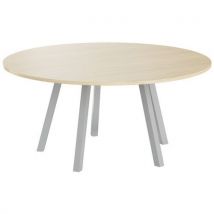 Table Réunion Evan Ø 160 Cm Pied Alu Plateau Chêne Clair