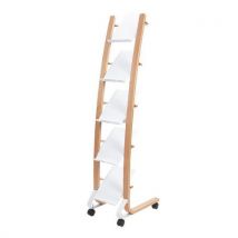 Présentoir De Sol Mobile 5 Étagères 5 A4 Bois/blanc