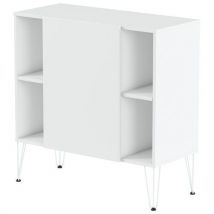 Rangement Mi-haut Java 100 Cm 1 Porte 4 Niches Blanc /blanc