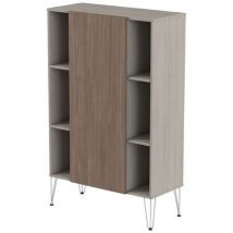Rangement Haut Java 100 Cm 1 Pte 6 Niches Chêne Gris/noyer