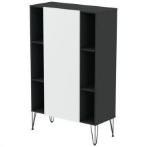 Rangement Haut Java 100 Cm 1 Porte 6 Niches Noir/blanc