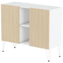 Rangt Mi-haut Java 120 Cm 2 Ptes 2 Niches Blc/chêne Clair