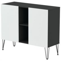 Rangement Mi-haut Java 120 Cm 2 Portes 2 Niches Noir/blanc
