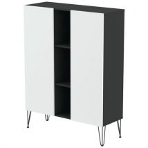 Rangement Haut Java 120 Cm 2 Portes 3 Niches Noir/blanc