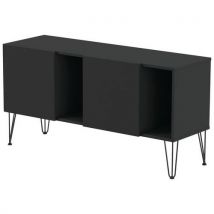 Rangement Bas Java 140 Cm 2 Portes 2 Niches Noir/noir