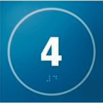 Panneau porte numéro 4 bleu relief braille adhésif PVC 150mm accès handicapé