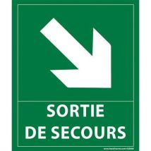 Panneau Sortie De Secours Flèche Bas Droite 300x250mm Vinyle