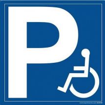 Panneau Signalétique P + Symbole Handicapé Vinyle 250x250mm