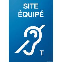 Panneau site équipé handicap auditif T vinyle 150x210mm bleu blanc adhésif