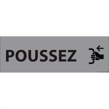Signalisation D'information Poussez 210x75mm Vinyle Gris