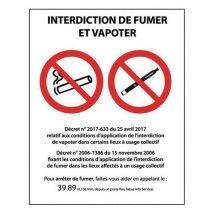 Panneau Interdiction De Fumer Et Vapoter Vinyle 150x210mm